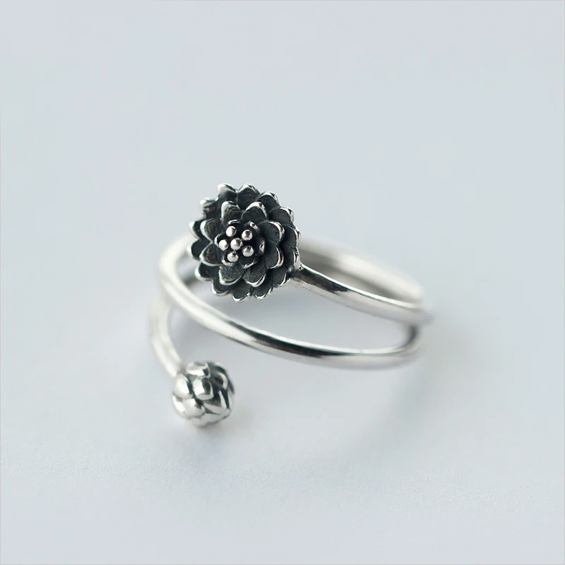 

Женское Винтажное кольцо с цветком лотоса MloveAcc, Настоящее серебро 925 пробы, ювелирные изделия
