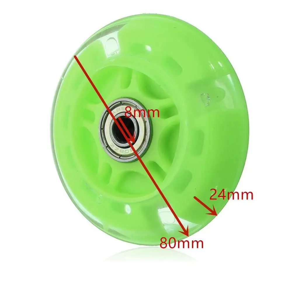 green-80mm 80mm 100mm 120mm Scooter Wheel LED Flash Light Up Scooter Wheel for Mini Micro Scooter Bearings with 5 Colors - Цвет: green-80mm