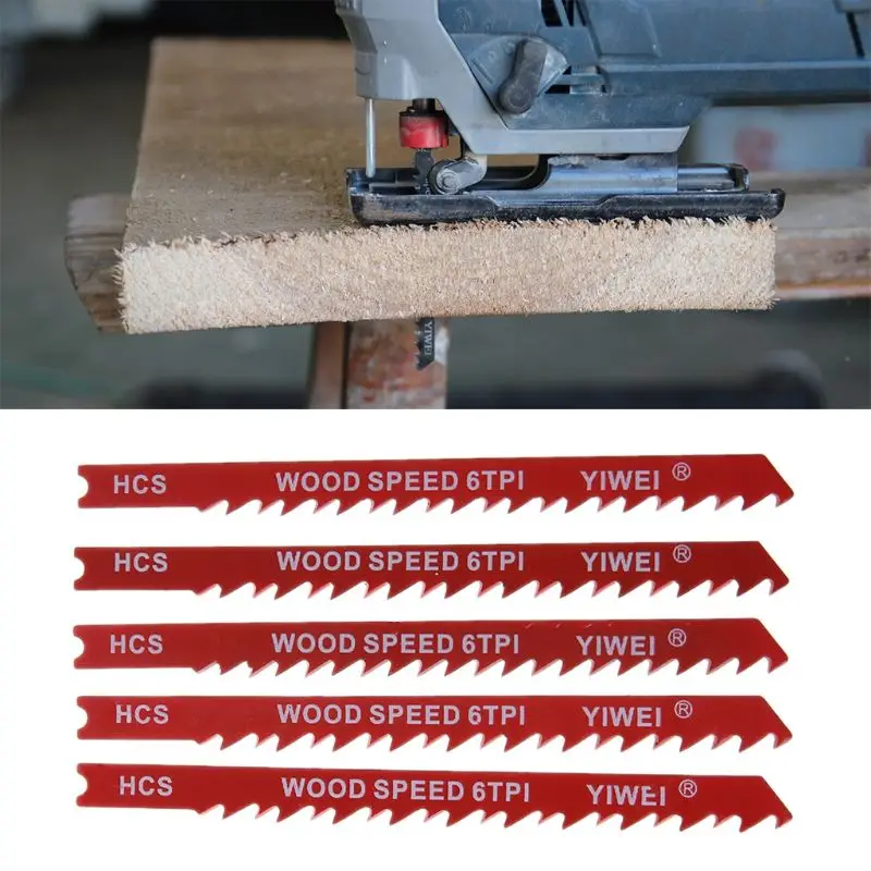 

5pcs Durable U-shank High Carbon Steel 6 TPI Reciprocating Saw Blade Cutter For Wood Jig Cutting B95A