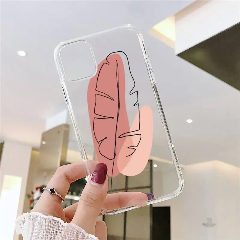 

Art leaf flower design retro Phone Case Transparent for iPhone 11 12 mini pro XS MAX 8 7 6 6S Plus X 5S SE 2020 XR