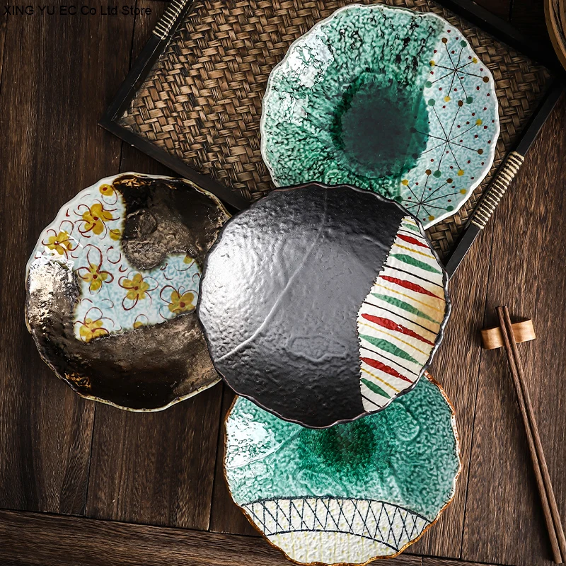 

Мраморная необычная креативная посуда в японском стиле, тарелка для суши, креативная тарелка для ресторана, столовые принадлежности, кругл...