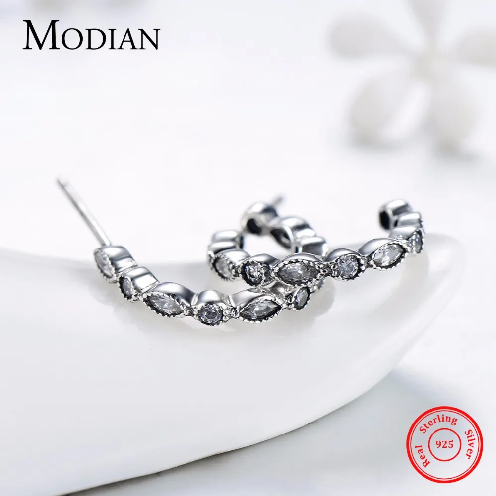 Modian 2017 натуральная 925 стерлингового серебра серьги-гвоздики в виде простой