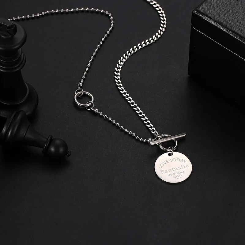 

Fashion necklace female hip hop cute street letter disc pendant long clavicle chain hot sale