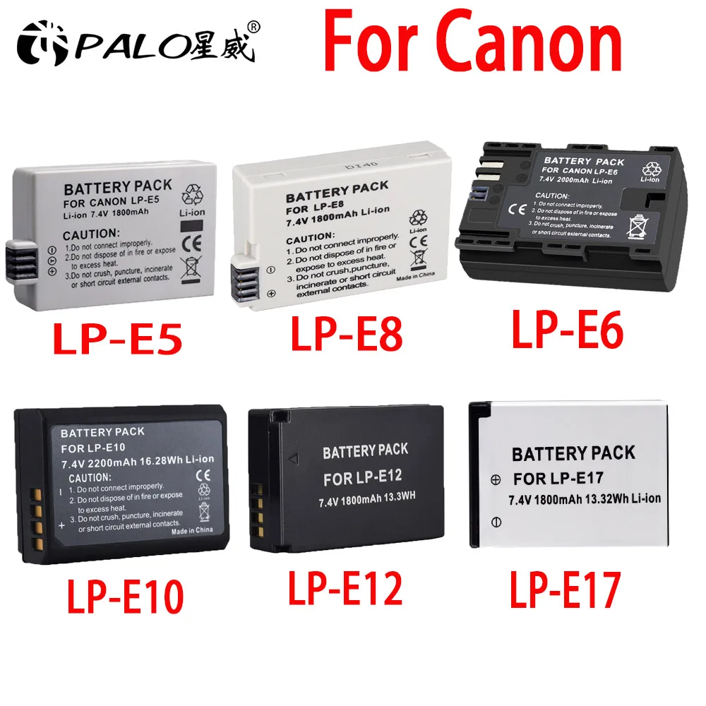 Аккумуляторы для фотоаппаратов PALO Canon LP-E5 LP-E6 LP-E8 LP-E10 lp e5 e6 e8 e10 e12 e17 | Электроника
