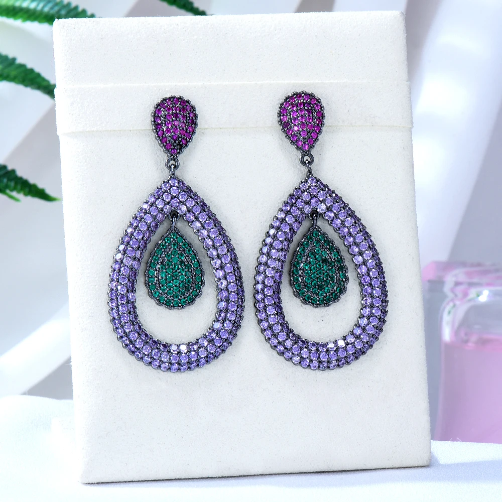 

Blachette Big Water Drop Pendant Dangle Earrings Women Zircon Crystal Noble And Elegant Banquet Celebration Jewelry Accessory