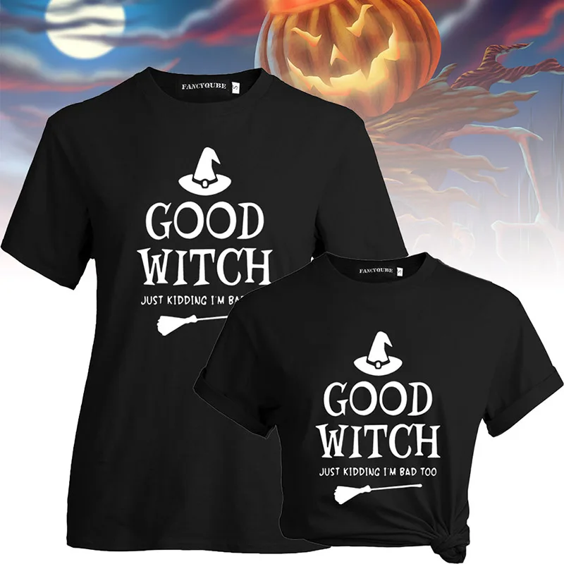 Лучшие футболки «Друзья» BAD WITCH GOOD WITCH, топ с буквенным принтом, футболка Femme, повседневные женские лучшие друзья, топы на Хэллоуин, футболки