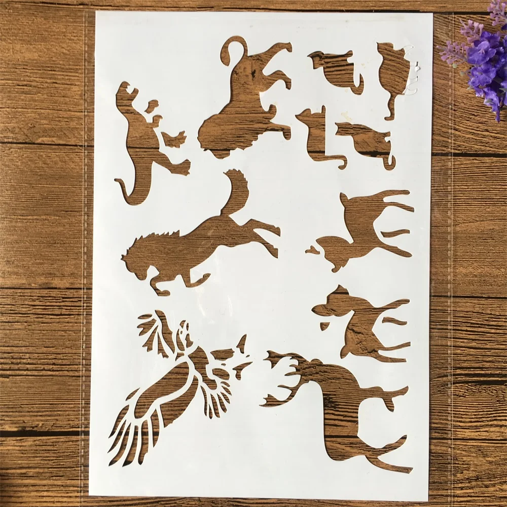 4Pcs/Set A4 29cm Unicorn Deer Horse Dolphin DIY Layering Stencils Painting Scrapbook Coloring Embossing Album Decor Template | Канцтовары