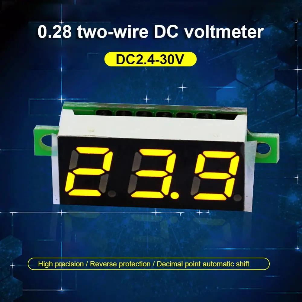 Цифровой мини-Вольтметр постоянного тока 0 28 дюйма два провода 2 5-30 в цифровой