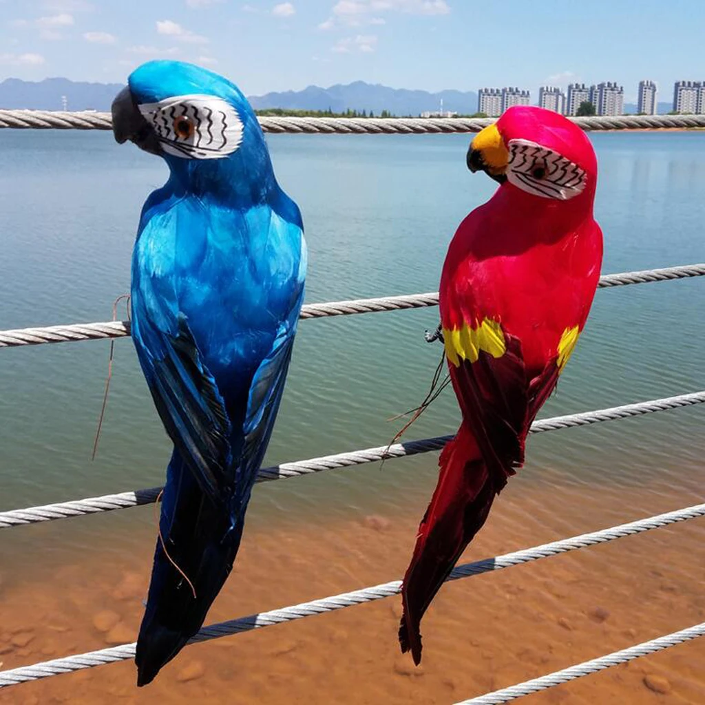 

Colorful Bird Feather Realistic Home Garden Decor Ornament Parrot Bird