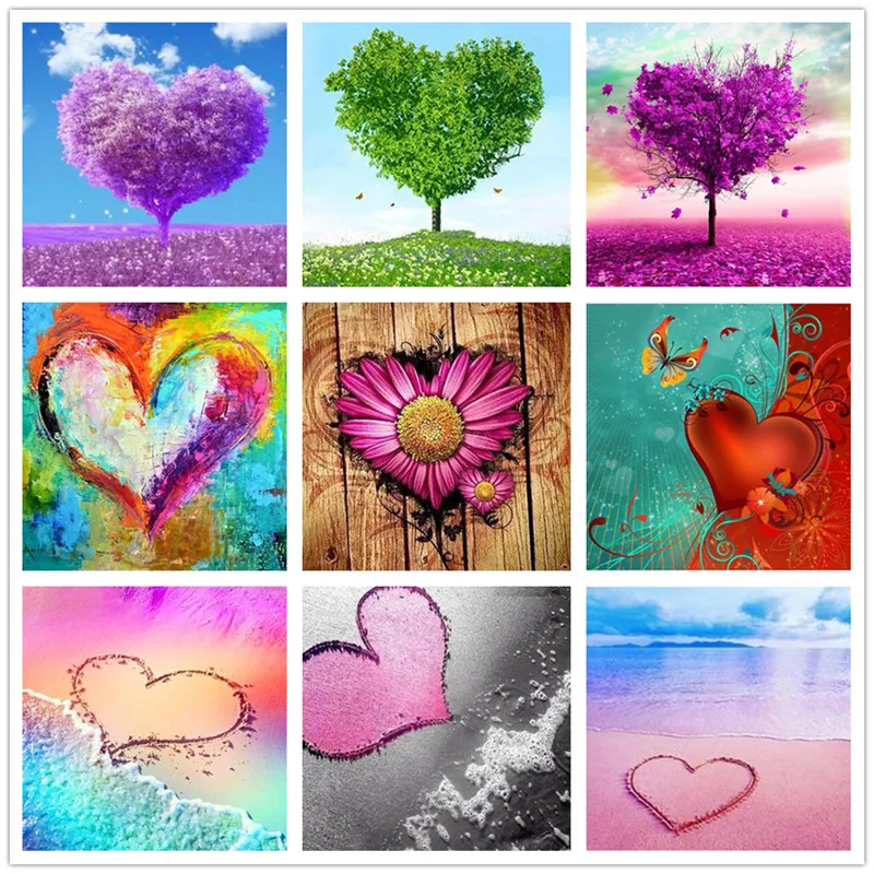 5D Сделай Сам сердце любовь алмазная вышивка картина дерево любви пляж полная