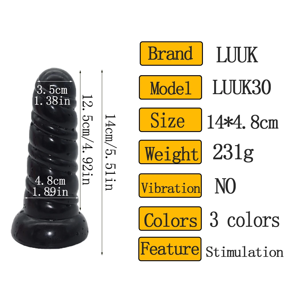Черная Анальная пробка на присоске LUUK интимные товары фаллоимитатор с раковиной
