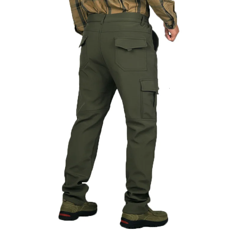 Уличные походные брюки мужские Мульти-карманы мягкая оболочка плюс бархатные