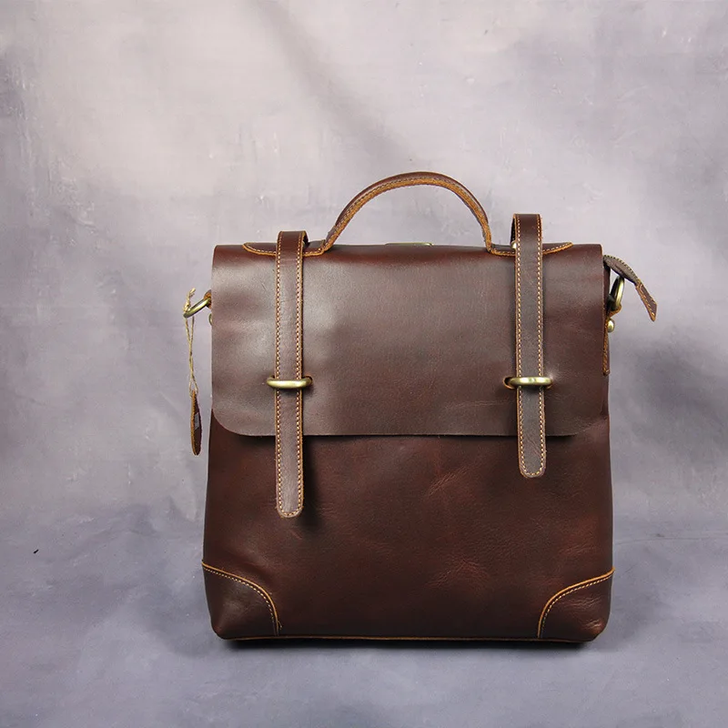 

Leather Backpack Men Women Vintage Rucksack Laptop Bag Water Resistant Casual Daypack College Bookbag Comfortable Travel