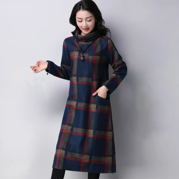 2019 осенне-зимнее платье винтажное Водолазка с длинным рукавом женское