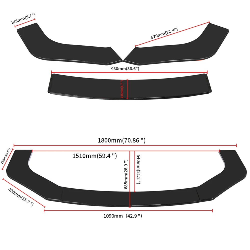 3 шт. Универсальный бампер передний спойлер крыло тюнинг пакет для любых