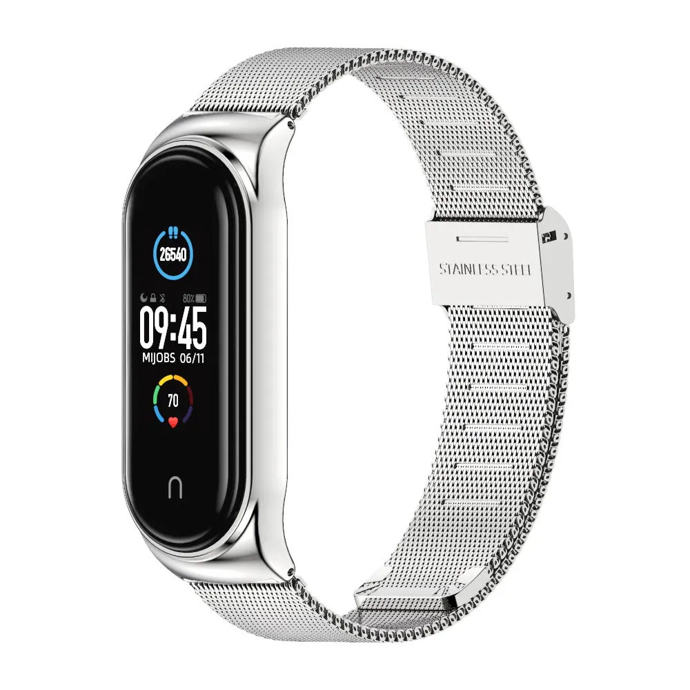 Фото Металлический ремешок для Mi Band 3 4 5, браслет для Miband 5 Opaska Pulseira, браслет для Xiaomi Xiomi мой изгиб 4 глобальная версия №3