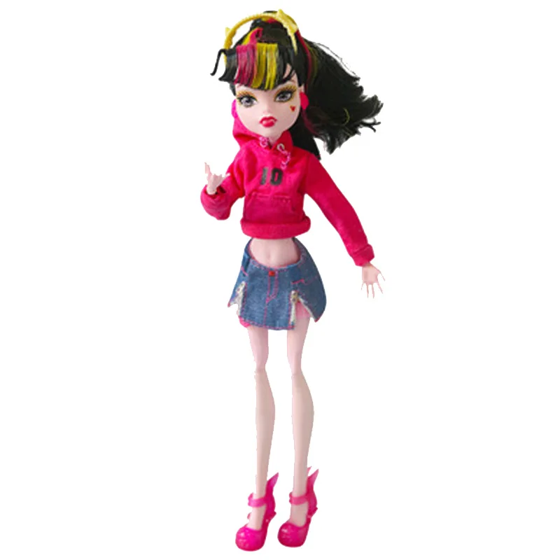 Розовая Одежда для куклы Monster High Толстовка с длинным рукавом свитшот + джинсовое