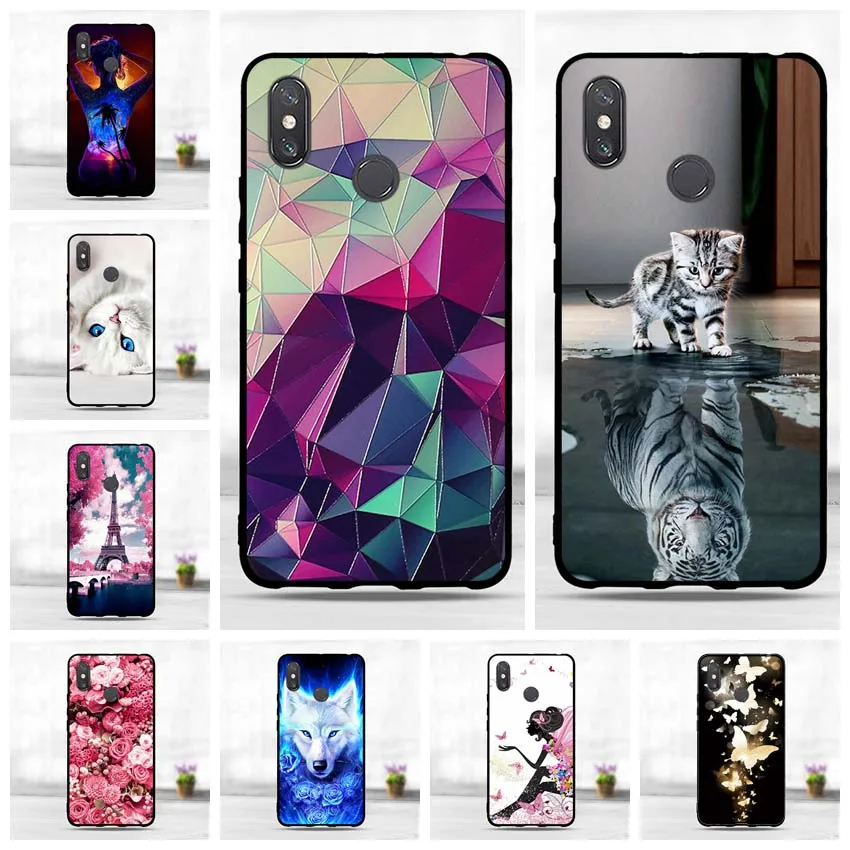 Чехол для Xiaomi Mi Max 3 силиконовый чехол из ТПУ Mix 2S мягкий черный милый Для Max3 Mix2S