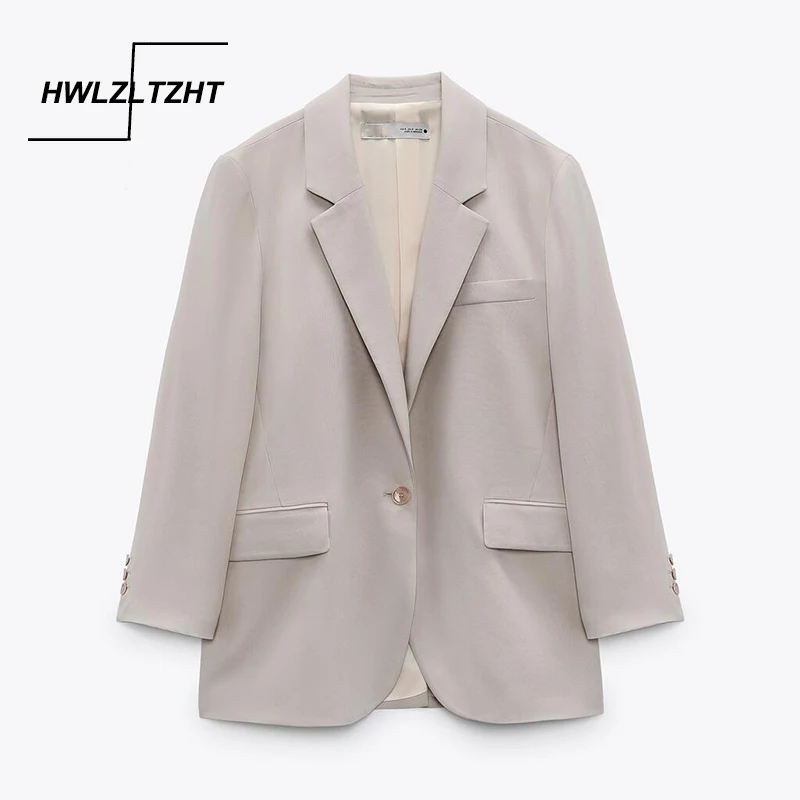 

HWLZLTZHT женские 2021 блейзер для женщин модная Свободная куртка на одной пуговице в винтажном стиле, пальто с длинным рукавом шикарный офисный к...
