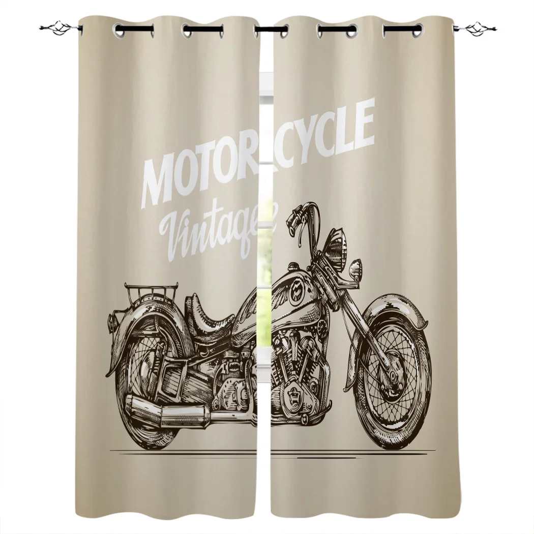 Винтажные мотоциклетные занавески на окна s из ткани для спальни с принтом идеи