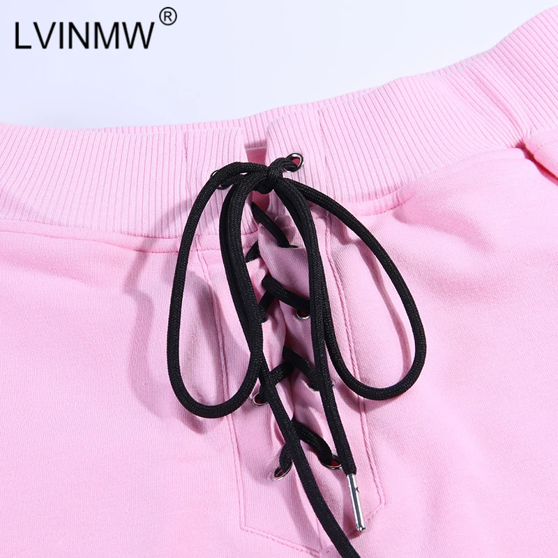 LVINMW повседневные розовые штаны с высокой талией и полосками по бокам осень 2019