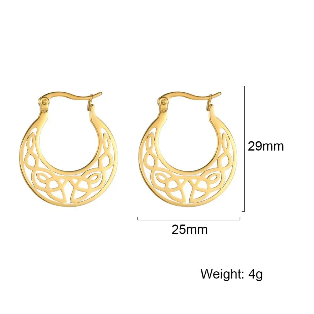 Skyrim Irish Knot Vintage Earrings for Women Girls Stainless Steel Gold Color Round Circle Hoop Earring Fashion Jewelry 2022 | Украшения и