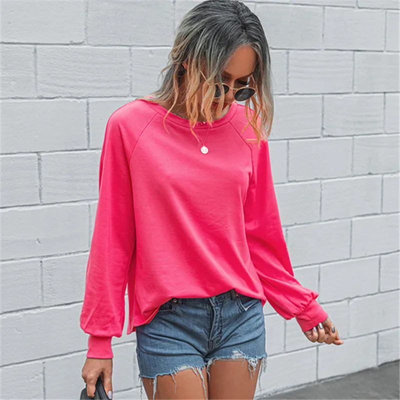 

Plus Size Women T-shirts 2020 Fashion Casual O-neck Tops Autumn Lantern Sleeves Loose T-shirts