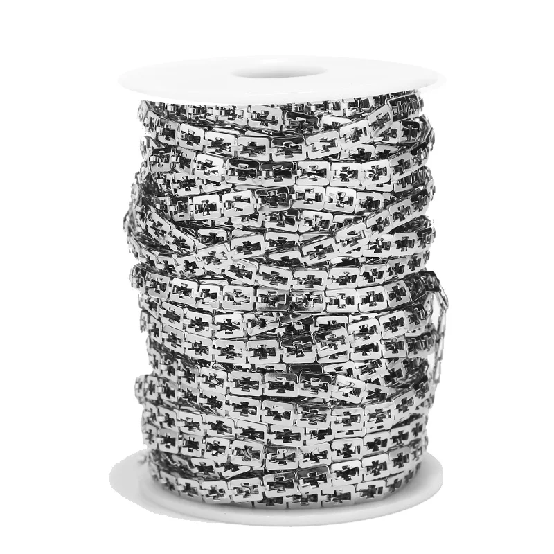 Цепочки из нержавеющей стали с серебряными звеньями ажурные плетения ручной