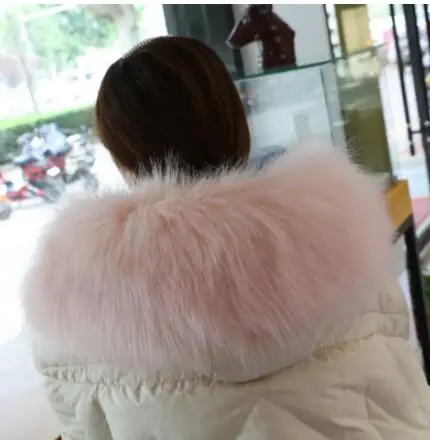 pink plus Осенне-зимний женский супер большой искусственный воротник, шапка из лисьего меха, большой воротник из меха енота, воротник с капюшоном, шарф-накидка, 80 см, tb001 - Цвет: pink plus