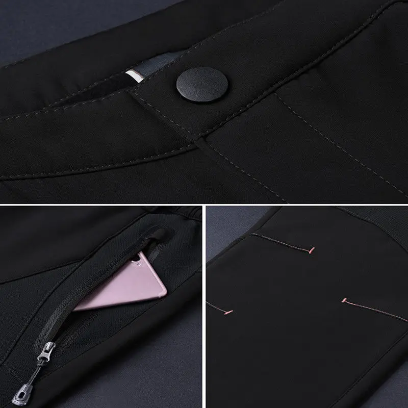 Водонепроницаемые уличные брюки из мягкой оболочки мужские теплые для бега и