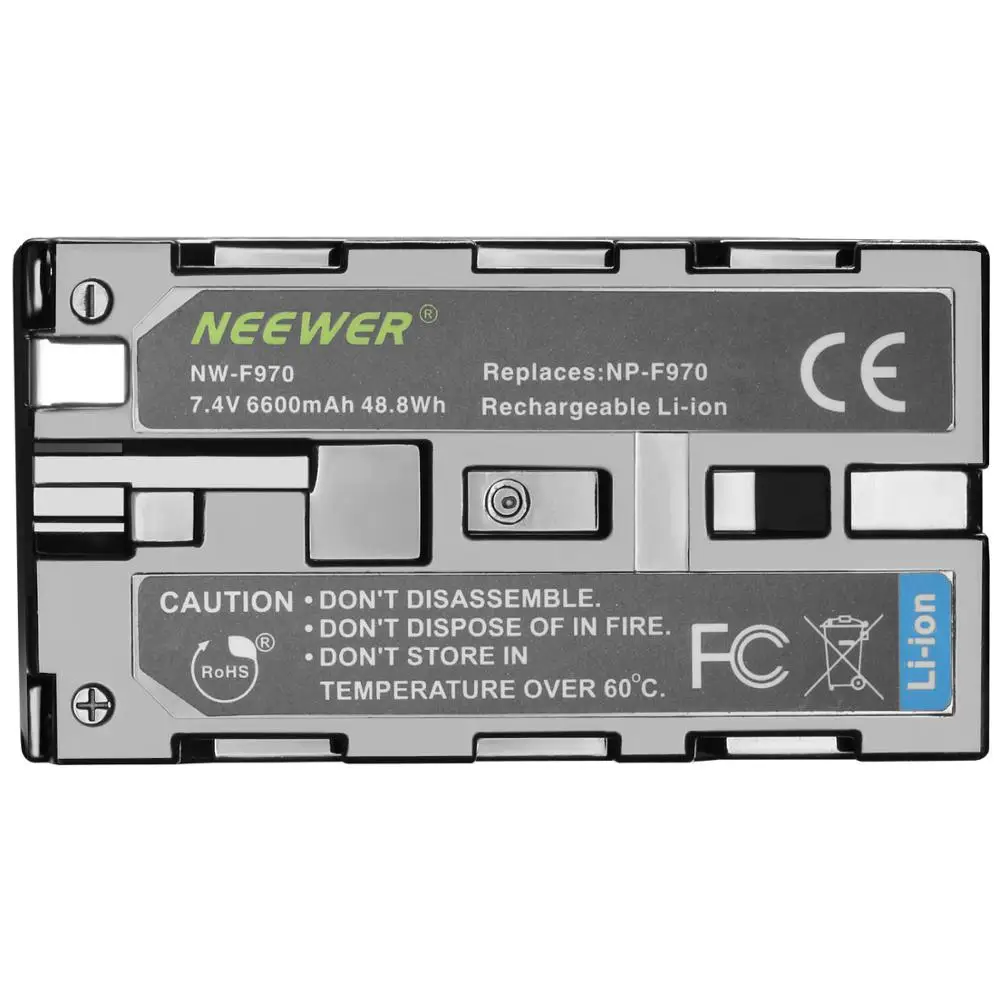 

Neewer 2 Pieces 6600mAh Replacement Li-ion Battery for Sony NP-F970 NP-F970 NP-F960 NP-F975 NP-F570 NP- F750 NP-F770