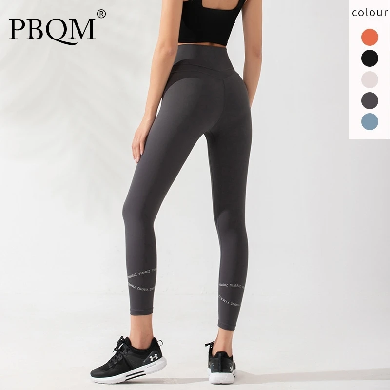 

PBQM брюки с высокой талией и подтягивающими бедра, женские облегающие эластичные брюки для фитнеса и бега, тренировочные брюки для йоги, осен...