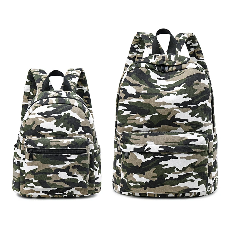 

Camouflage Canvas Backpack Boy Girl Parent-Child Durable Travel Backpack Primary School Children Kindergarten Unisex School Bag