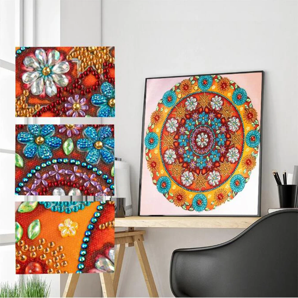 

Алмазная 5D картина особой формы мандала цветок паста алмазная вышивка Стразы Сделай Сам Вышивка крестиком Мозаика подарок