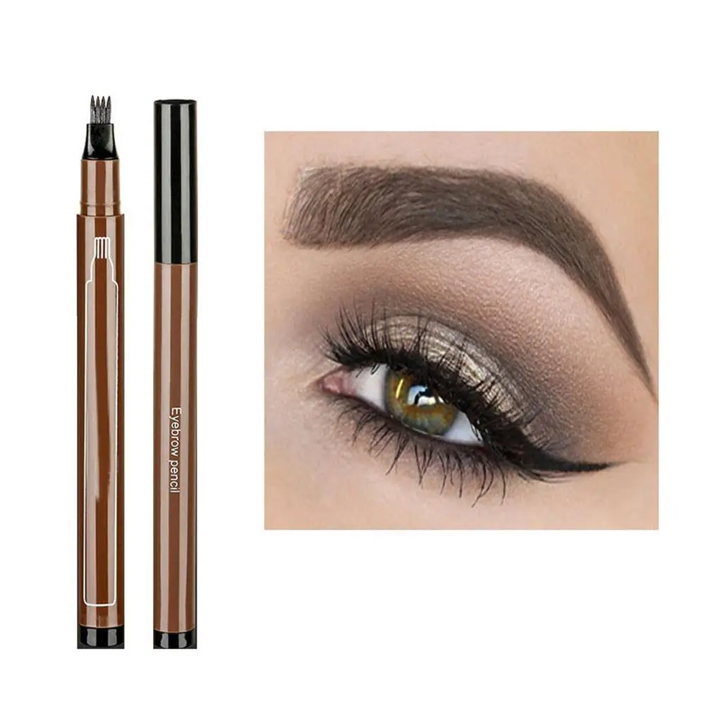 

4 Fork Tattoo Pen Pen Waterproof Long Lasting Brown Dark Brown Gray Long-lasting Non-blooming Liquid Water Eyebrow Pen