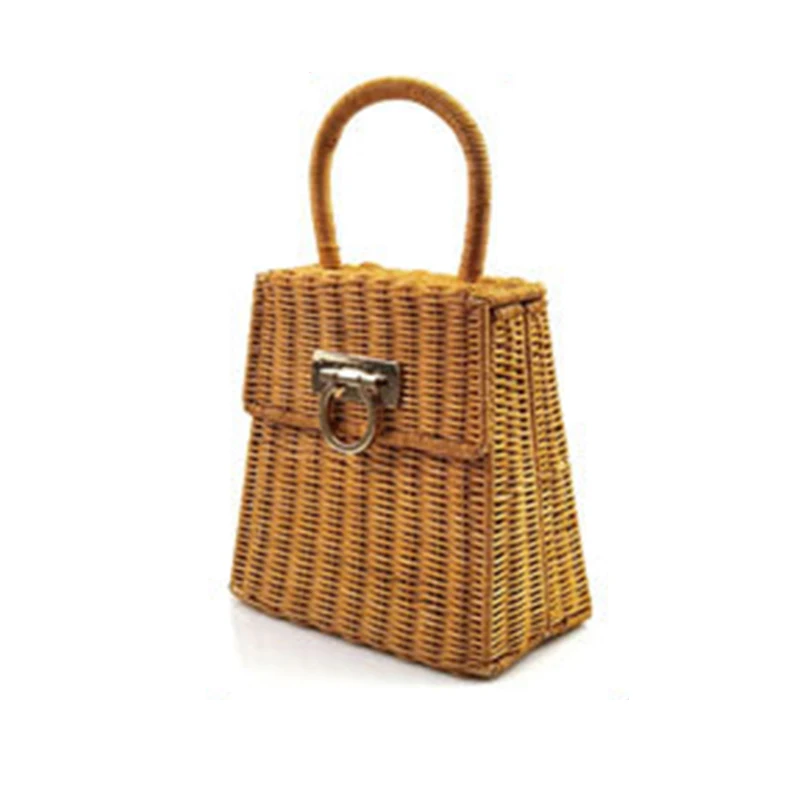 

Fashionable Summer Hand-woven Natural Rattan Material Large Capacity Handbag for Women Simple Friendly Temperament Casual Bags
