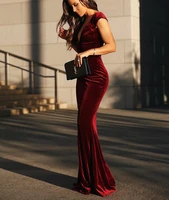 mermaid evening gown red evening dress vintage formal dress long prom dress velour party gowns robe de soiree %d0%bf%d0%bb%d0%b0%d1%82%d1%8c%d1%8f