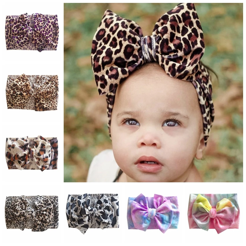 

Nishine Leopard Printed Kids Headband Newborn Infant Toddler Bows Headwraps Baby Girls Headwear Hair Accessories Photo Props