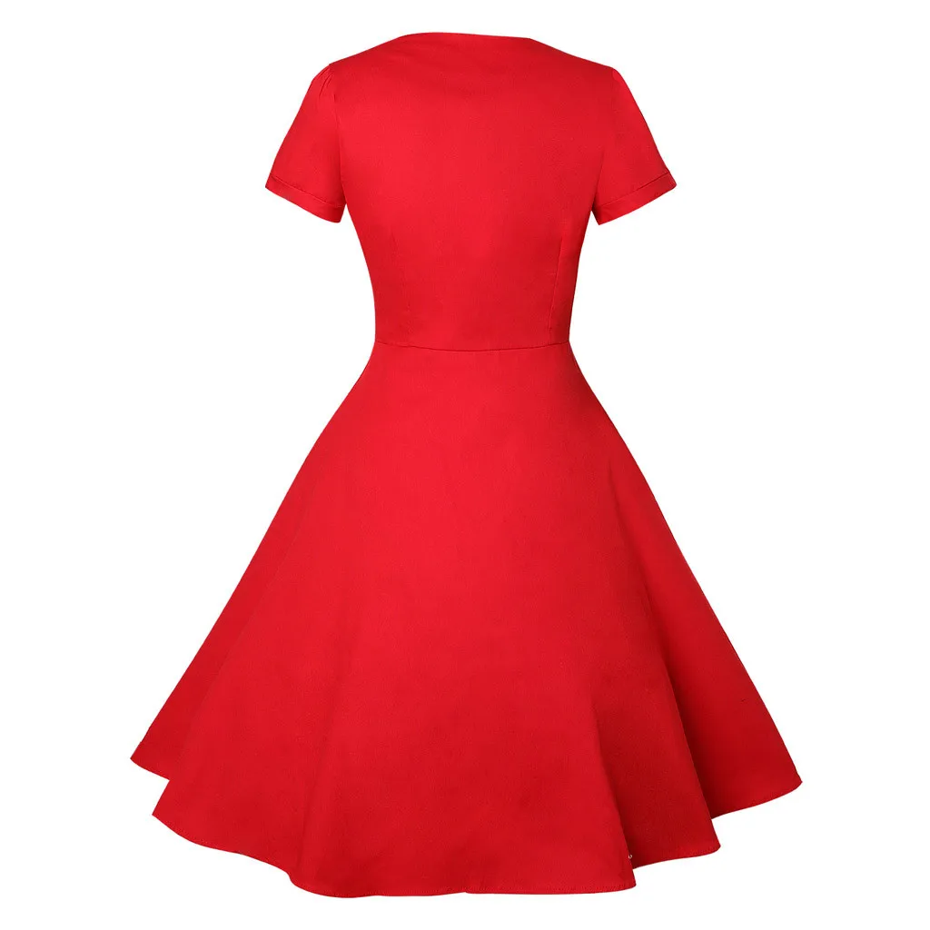 Red Dresses For Woman Women Dot Swing Dress Vintage Rockabilly Casual Evening Party vestidos de fiesta noche 2020 | Женская одежда