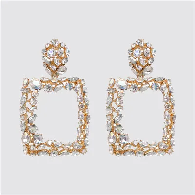 JURAN ZA, новая мода, геометрические висячие серьги с кристаллами,, Boho, ручной работы, висячие серьги для женщин, ювелирное изделие, подарок - Окраска металла: 51211-WH