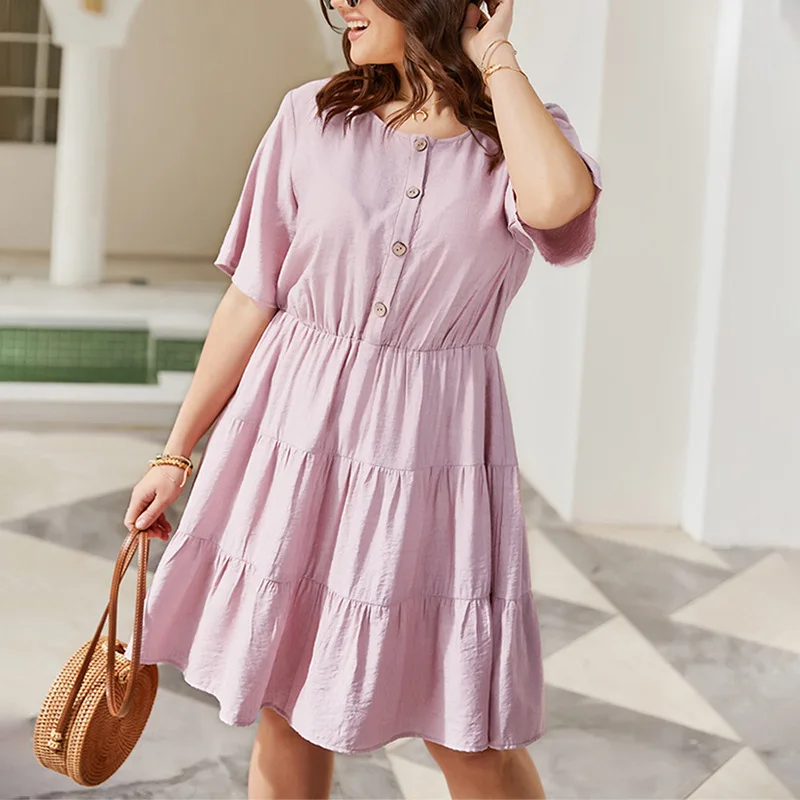 

Large Size Solid Color Women's Independent Station Temperament Commuting Elegant Dress 2021 New Skirt Women Clothing