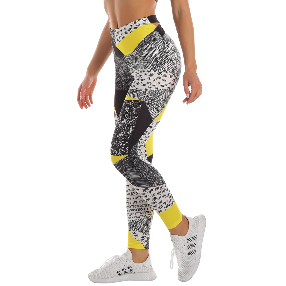 

2021 Woman Pants Workout Legging Contrast Stitching Printing Fitness Leggins High Waist Slim Legins Gym Bandage Leggings