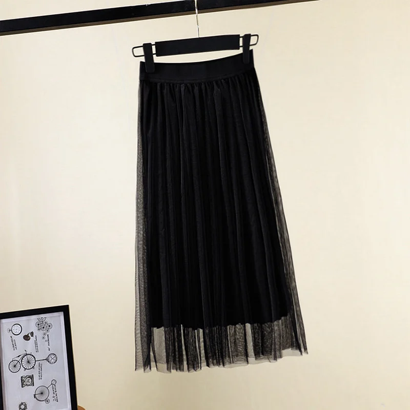 Корейский женский Тюль JMPRS модная сетчатая белая трапециевидная Женская юбка