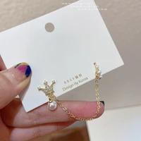 mengjiqiao new korean cute delicate zircon crown drop earrings for women micro paved pendientes mujer moda jewelry gifts