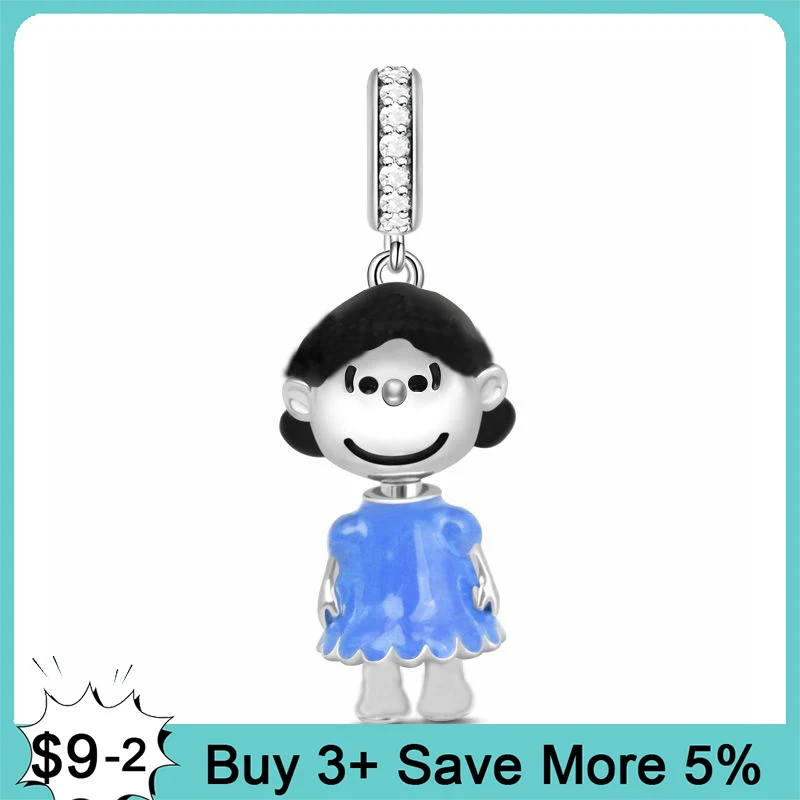 

New 925 Sterling Silver Lucy Cartoon Character Charm Beads Fit Original Pandora Bracelet Necklace Jewelry Making