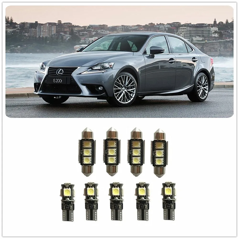 Комплект из 9 белых светодиодных лампосылка для салона Lexus GS450h GS460 GX460 GX470 IS350 HS250h IS F