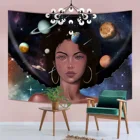 Новый гобелен для черной девушки, гобелен для афроамериканских женщин, настенный гобелен с космосом, Галактикой, планетами, хиппи, искусство, Настенный декор для комнаты