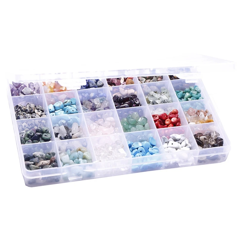 

24 Grid Gravel Natural Stone Beaded DIY Handmade Jewelry Accessories Boxed Combination