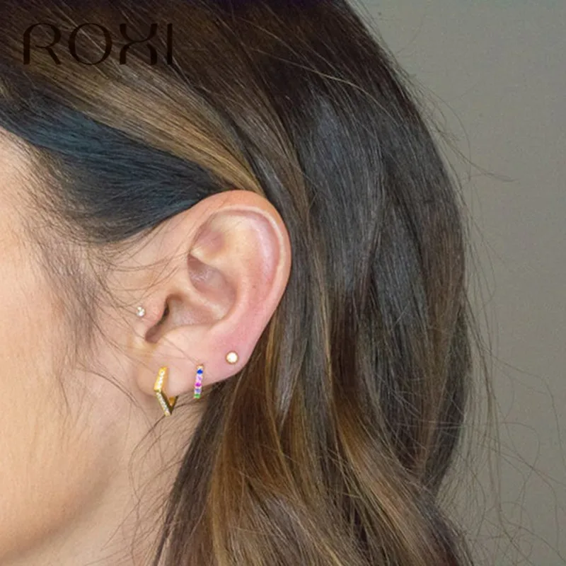 ROXI Роскошные милые модные прозрачные серьги гвоздики с фианитами для женщин и