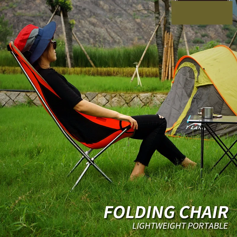 구매 야외 휴대용 접이식 의자 캠핑 초경량 알루미늄 합금 달 의자 캠핑 낚시 비치 의자 무게 용량 300kg, 아웃도어 스포츠 엔터테인먼트 아웃도어